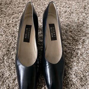 Stuart Weitzman Vintage Black Leather Slip on Block Heels Size Size 7